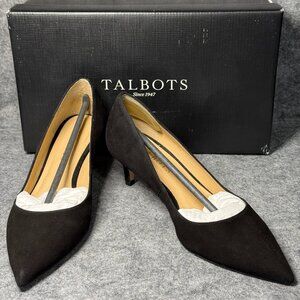 Talbots Erica 50 Pumps - Size 6 - Black Suede Pointy Toe Shoes - Made In Brazil